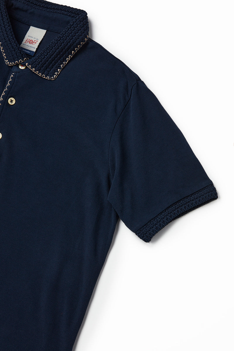 【25SS新作】Crochet Polo Shirt / CoL:NOTTE ダークネイビー