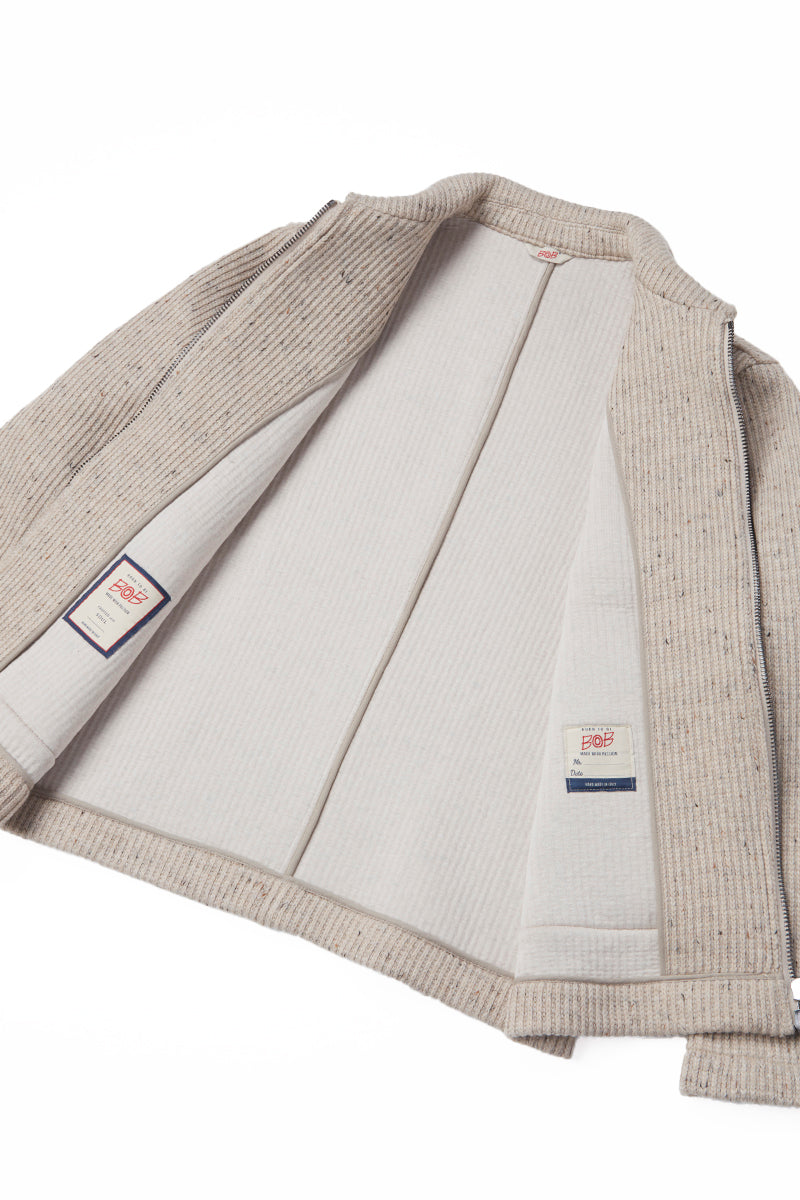 JASON132 テクスチャードジップジャケット / Col:NOCCIOLA アイボリー系