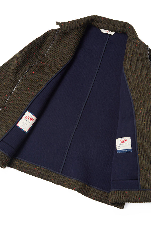 JASON132 テクスチャードジップジャケット / Col:MILITARE カーキ系