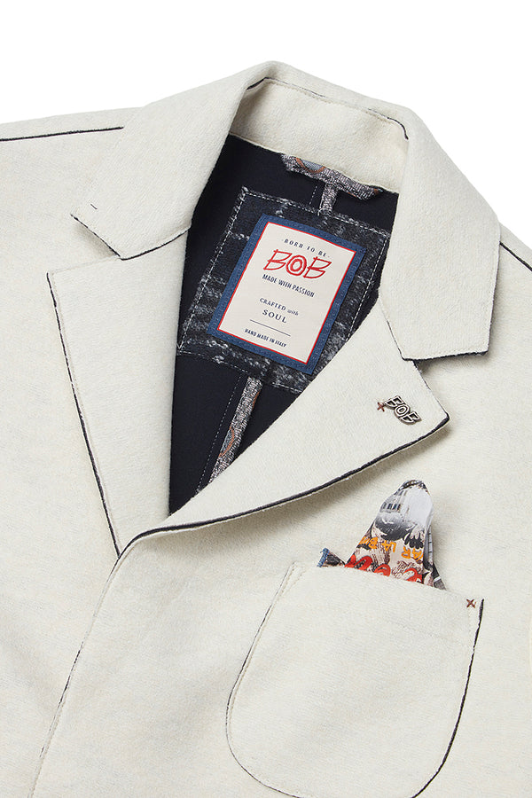 SMIT153 ニットスリーブボンディングジャケット / Col:PANNA ホワイト系