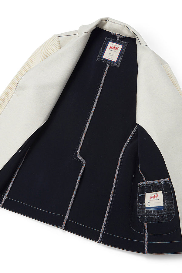 SMIT153 ニットスリーブボンディングジャケット / Col:PANNA ホワイト系