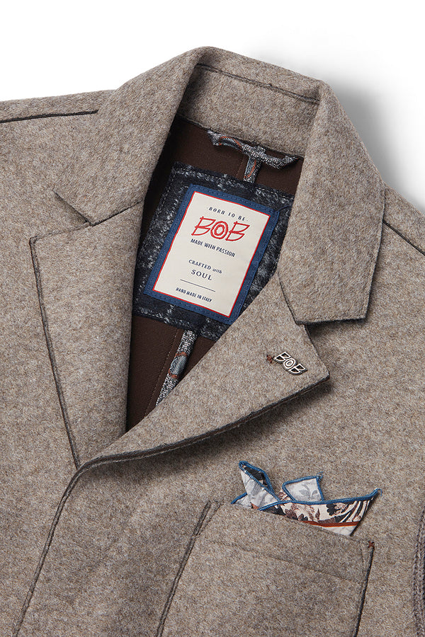 SMIT153 ニットスリーブボンディングジャケット / Col:TORTORA ベージュ系