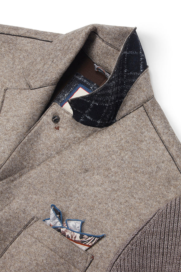 SMIT153 ニットスリーブボンディングジャケット / Col:TORTORA ベージュ系