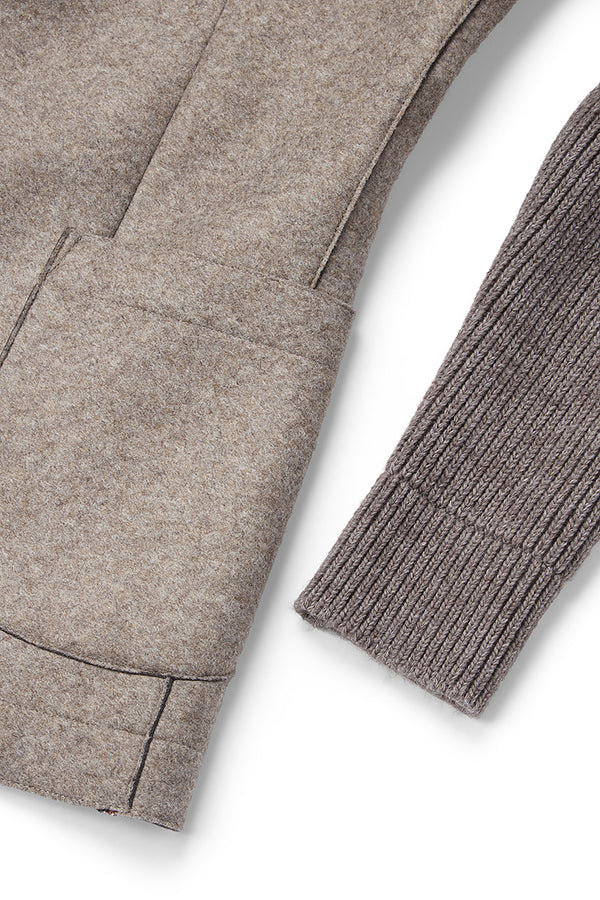 SMIT153 ニットスリーブボンディングジャケット / Col:TORTORA ベージュ系