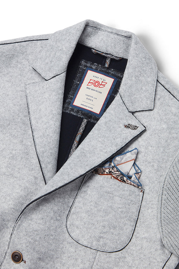 SMIT153 ニットスリーブボンディングジャケット / Col:GRIGIO グレー系