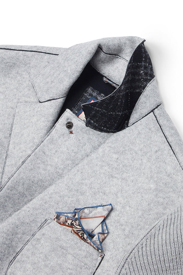 SMIT153 ニットスリーブボンディングジャケット / Col:GRIGIO グレー系