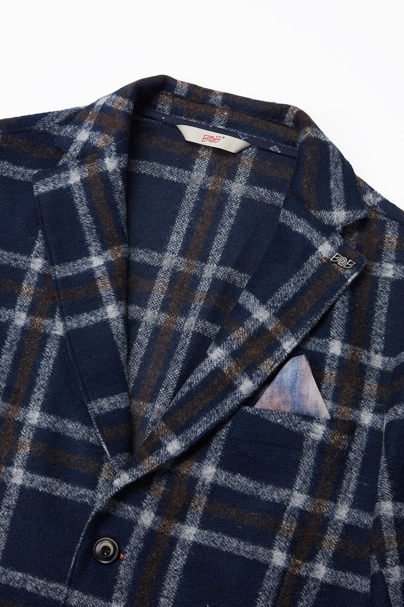 DYLAN165 ライトウール チェックパターンジャケット / Col:VAR2 ネイビー系