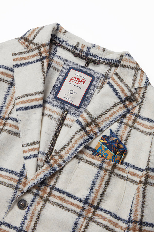 HARLOW202 ライトウール チェックパターンジャケット / Col:VAR1 ホワイト