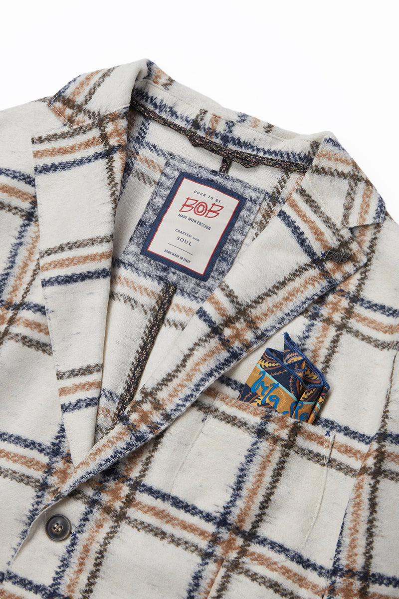 HARLOW202 ライトウール チェックパターンジャケット / Col:VAR1 ホワイト