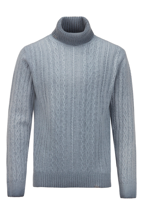 FORT フェードケーブルタートルネックニット / COL:BLU ブルー系