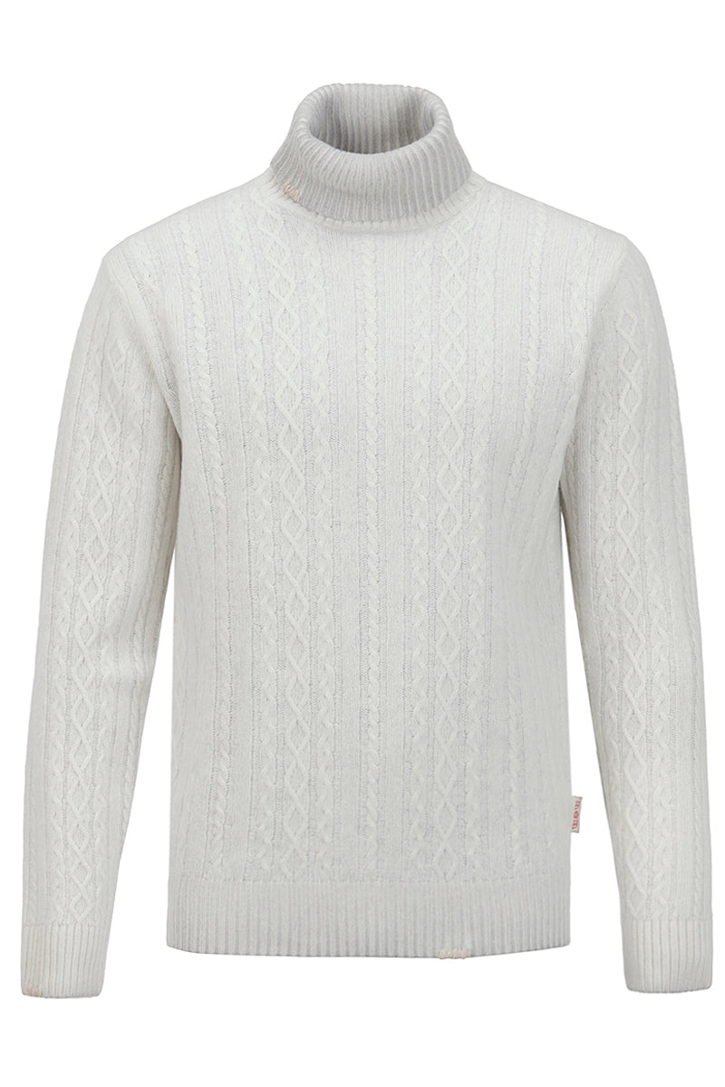 FORT フェードケーブルタートルネックニット / COL:PERLA ライトグレー系