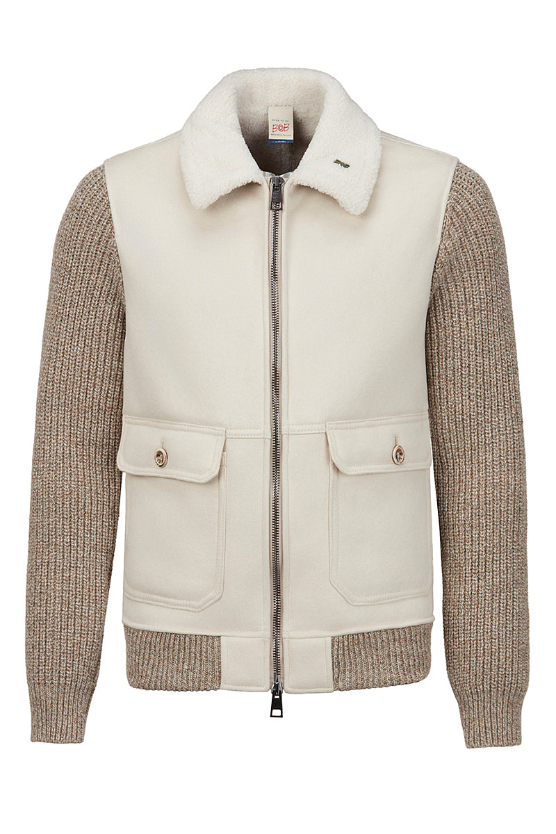 PAGE133 ニットスリーブボンバージャケット / Col:PANNA ホワイト系