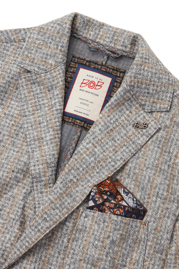 HARLOW203 シャドーストライプライトウールジャケット / Col:VAR1 グレー系