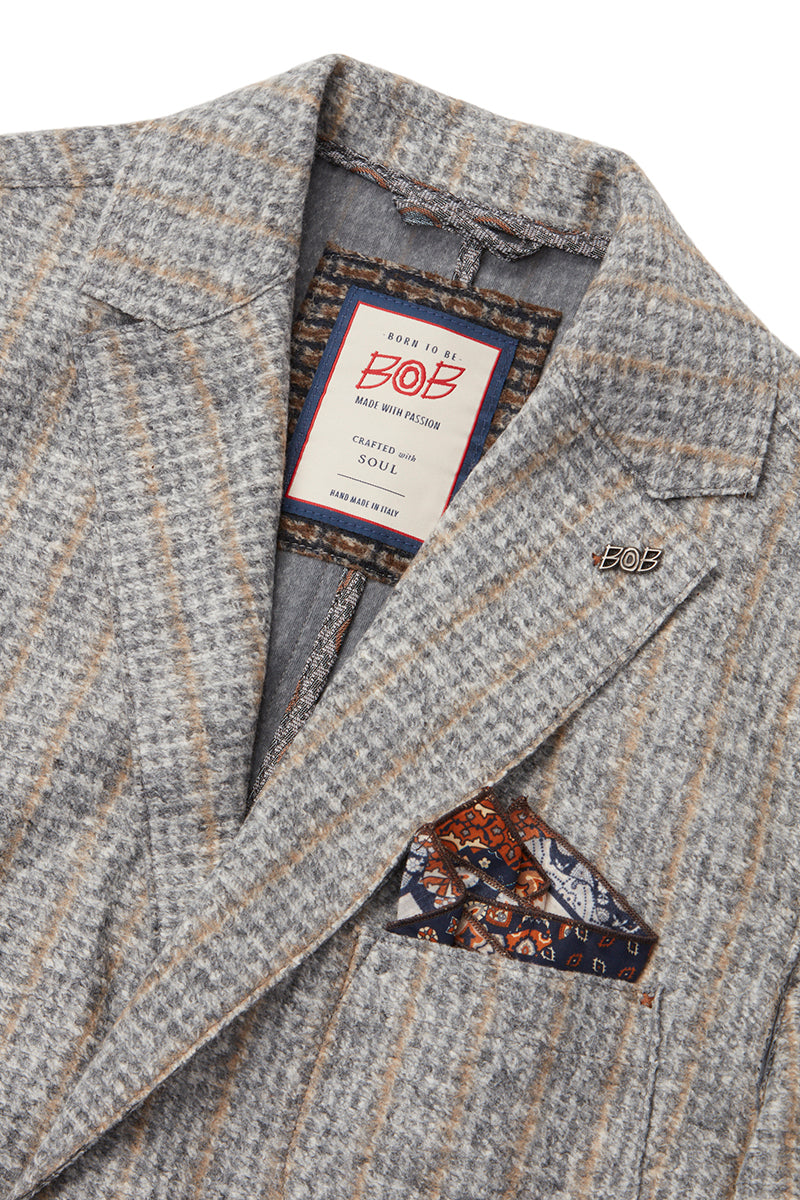 HARLOW203 シャドーストライプライトウールジャケット / Col:VAR1 グレー系