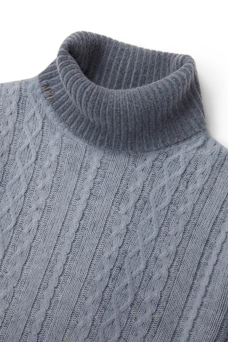 FORT フェードケーブルタートルネックニット / COL:BLU ブルー系