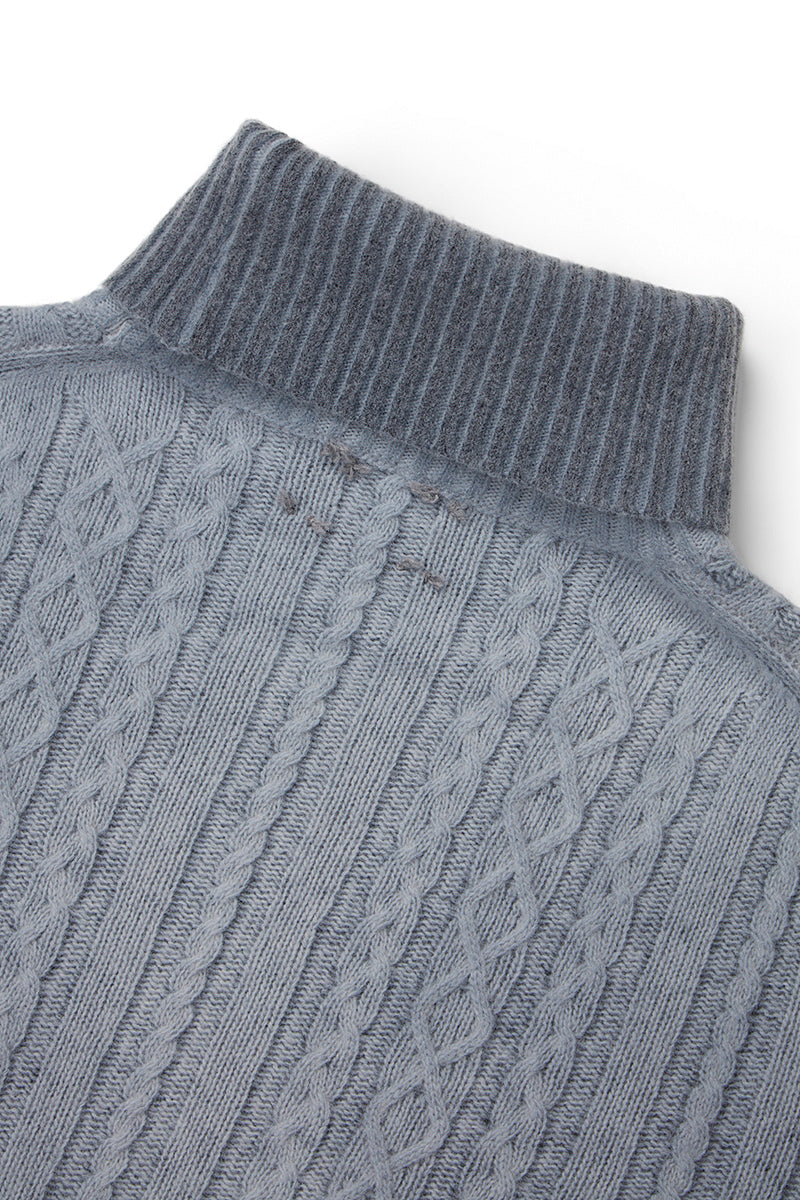 FORT フェードケーブルタートルネックニット / COL:BLU ブルー系