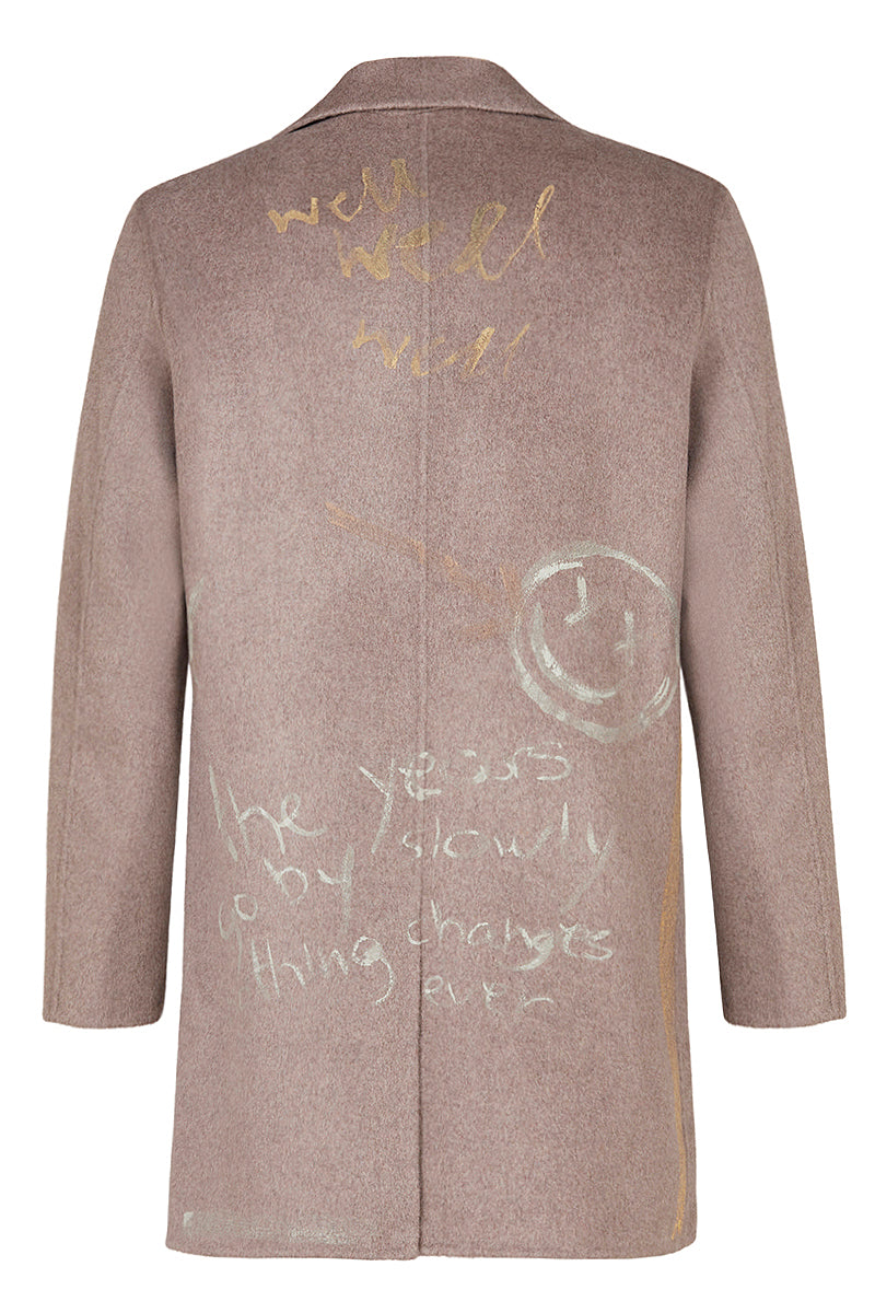 OPEN ハンドペイントデザインチェスターコート / COL:BEIGE ベージュ系