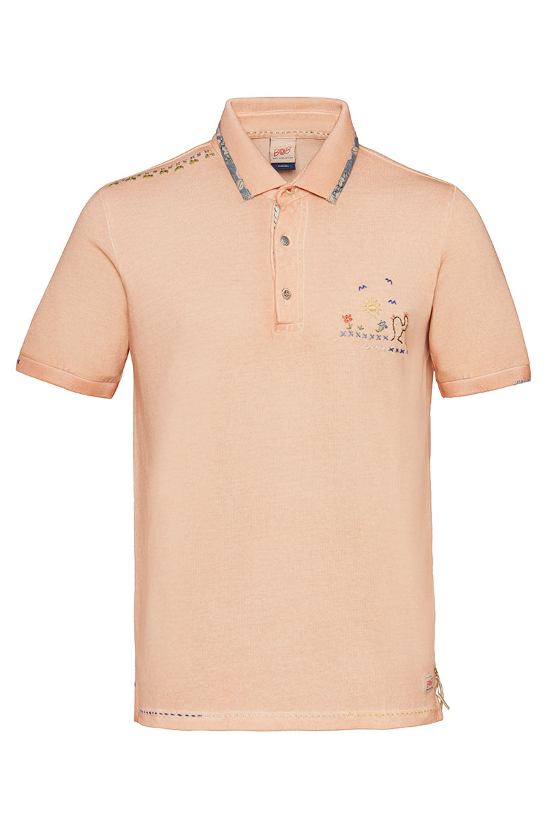 RICKY ハンドワークポロシャツ / NOCINO オレンジ