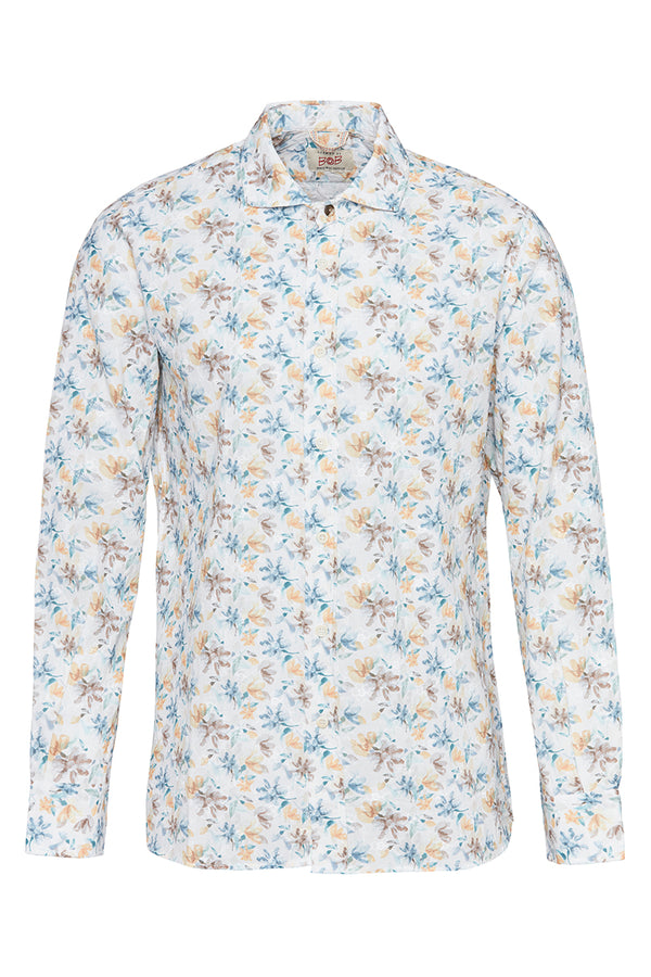 TUTOR506 ボタニカルアートプリント コットンシャツ / VAR1 マルチカラー