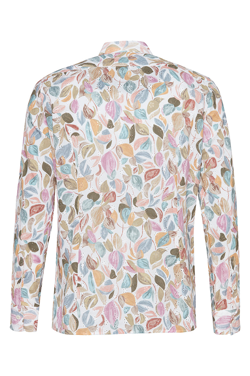 TUTOR506 ボタニカルアートプリント コットンシャツ / VAR1 マルチカラー