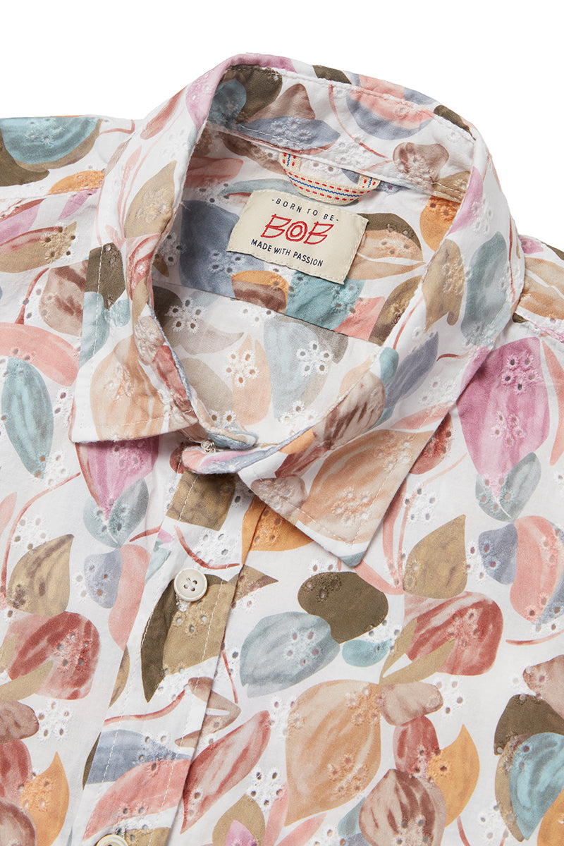 TUTOR506 ボタニカルアートプリント コットンシャツ / VAR1 マルチカラー