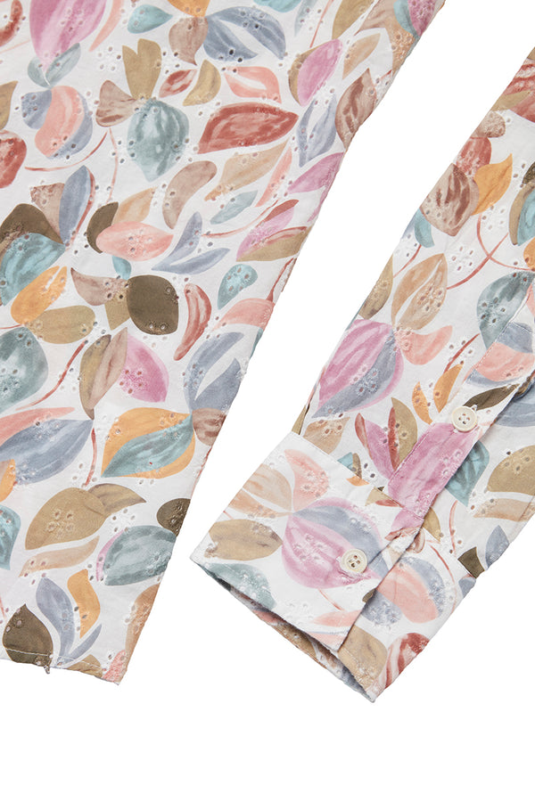 TUTOR506 ボタニカルアートプリント コットンシャツ / VAR1 マルチカラー