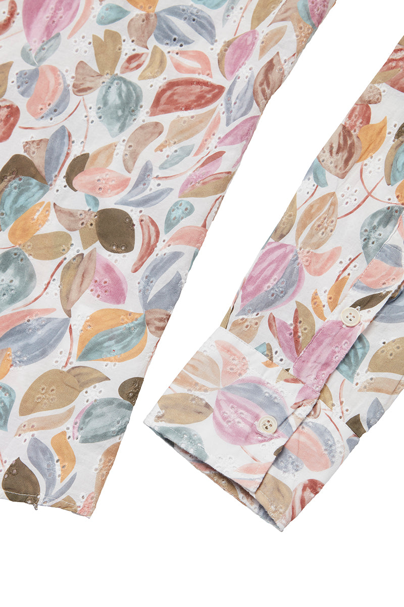 TUTOR506 ボタニカルアートプリント コットンシャツ / VAR1 マルチカラー