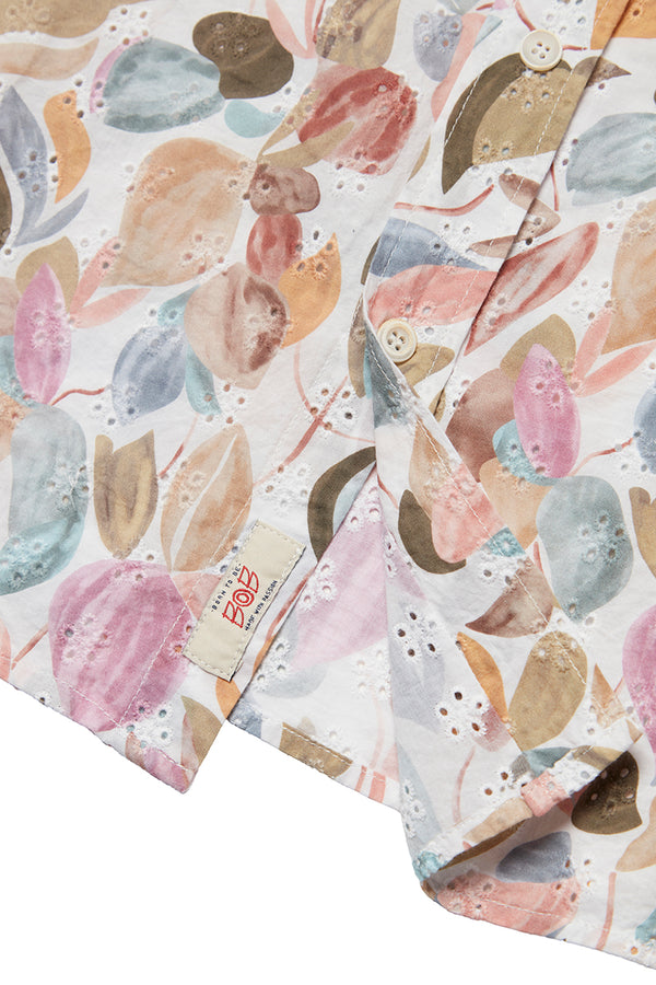 TUTOR506 ボタニカルアートプリント コットンシャツ / VAR1 マルチカラー