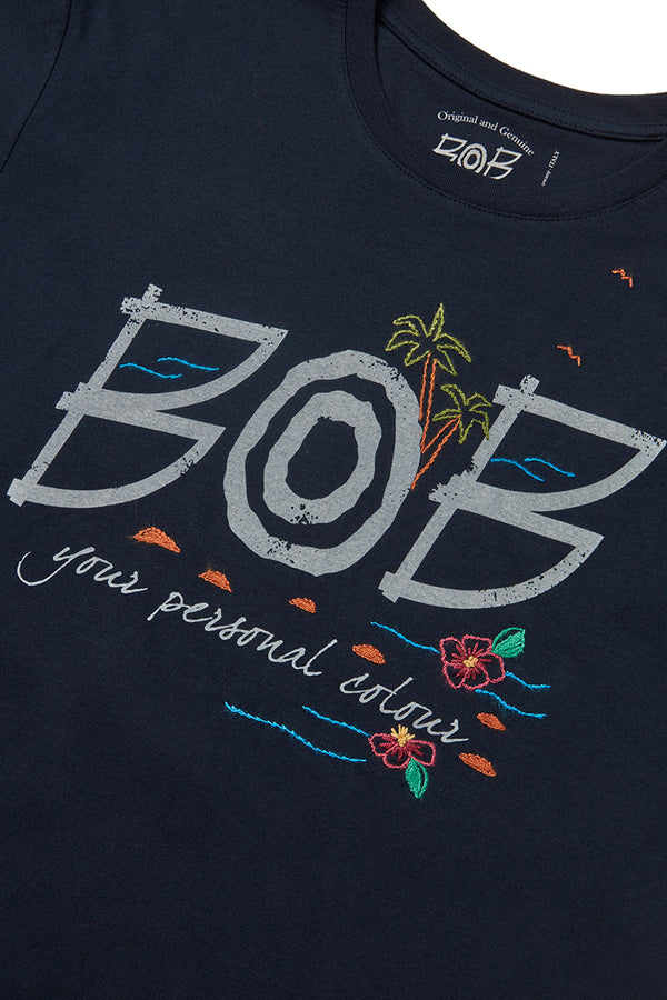 TEXAS 日本別注 BOBロゴ ロングTEE / BLU ネイビー系