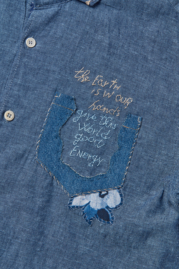 LOP519R エンブロイダリーリネンシャツ / JEANS インディゴ