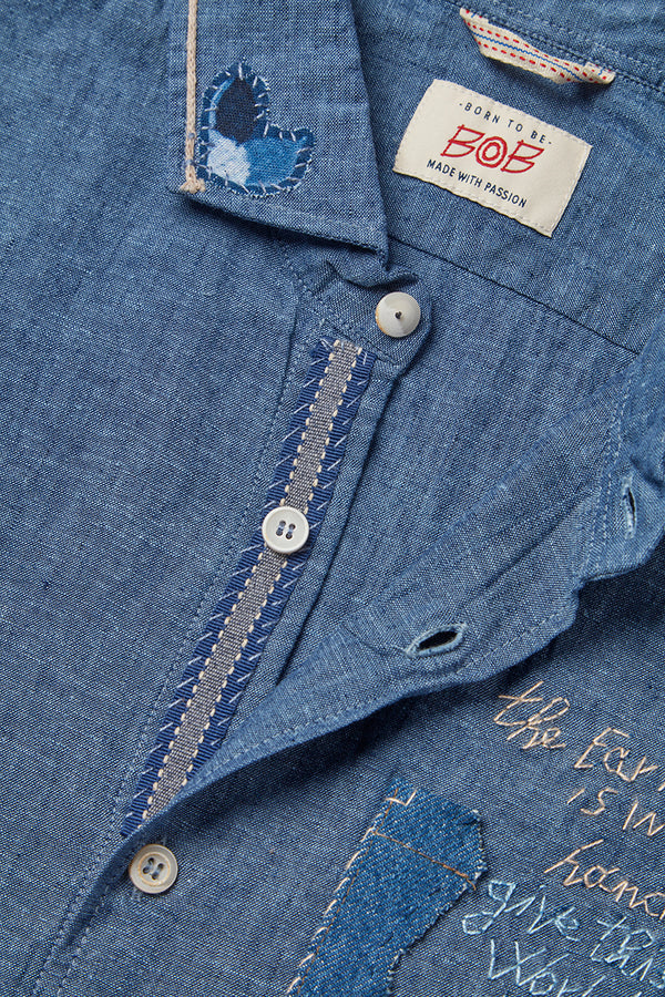 LOP519R エンブロイダリーリネンシャツ / JEANS インディゴ