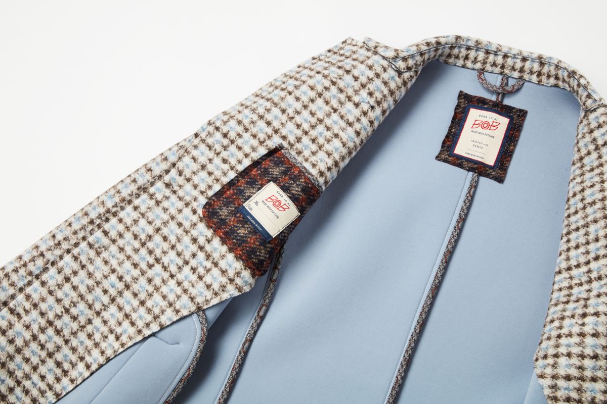 レトロパターンボンディングチェスターコート / Col:VAR2 ブラウン系