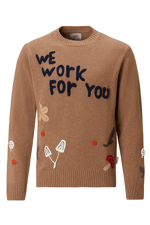 BOND メッセージエンブロイダリーニット / COL:LATTE ホワイト系