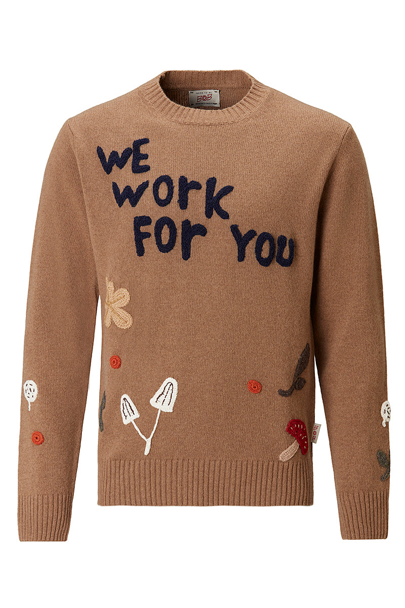 BOND メッセージエンブロイダリーニット / COL:BISCOTTO ブラウン系