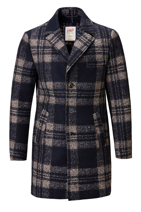 ANDY179 シルクブレンドチェックパターンチェスターコート / COL:VAR1 ネイビー系