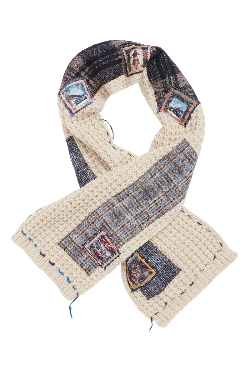 BEAT ステッチ&パッチワークマフラー / COL:BEIGE