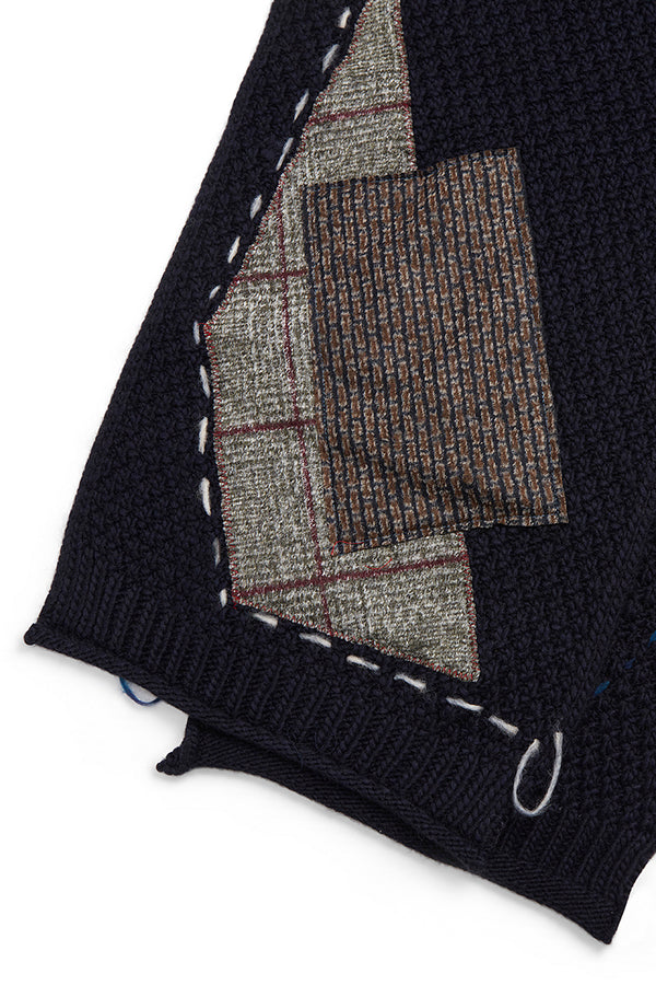 JAZZ ステッチ&パッチワークマフラー / COL:BLU