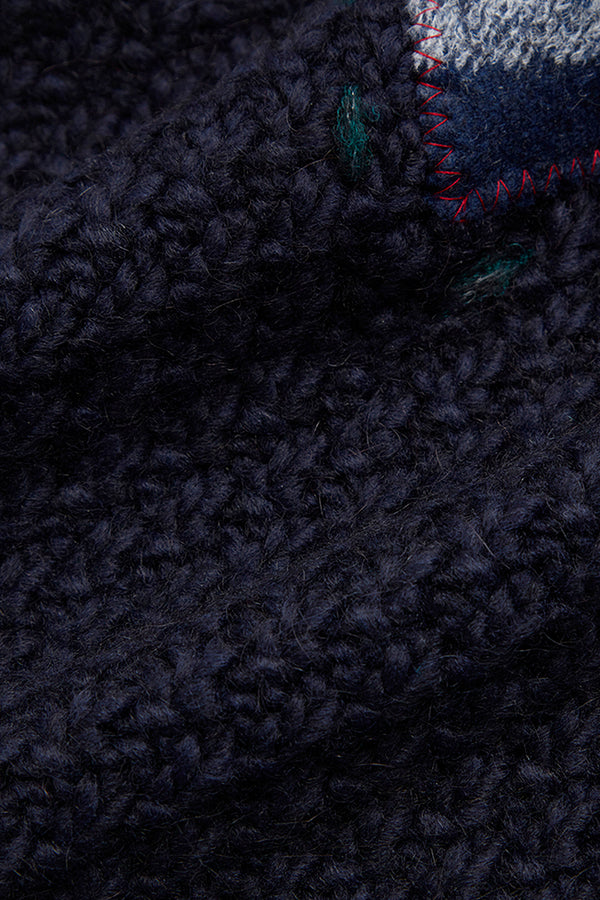 JAZZ ステッチ&パッチワークマフラー / COL:BLU