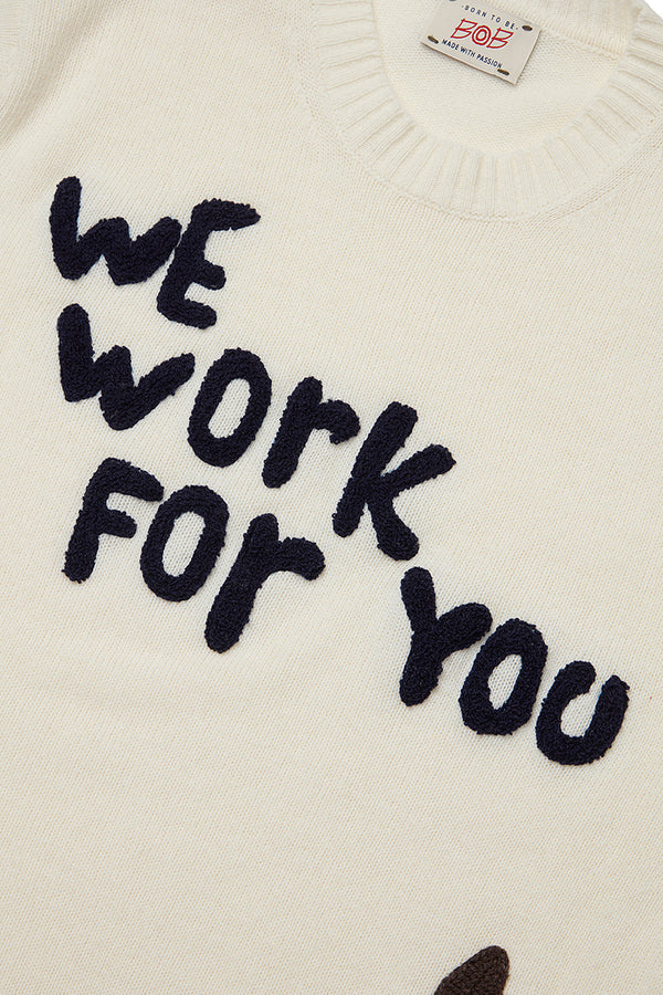 BOND メッセージエンブロイダリーニット / COL:LATTE ホワイト系