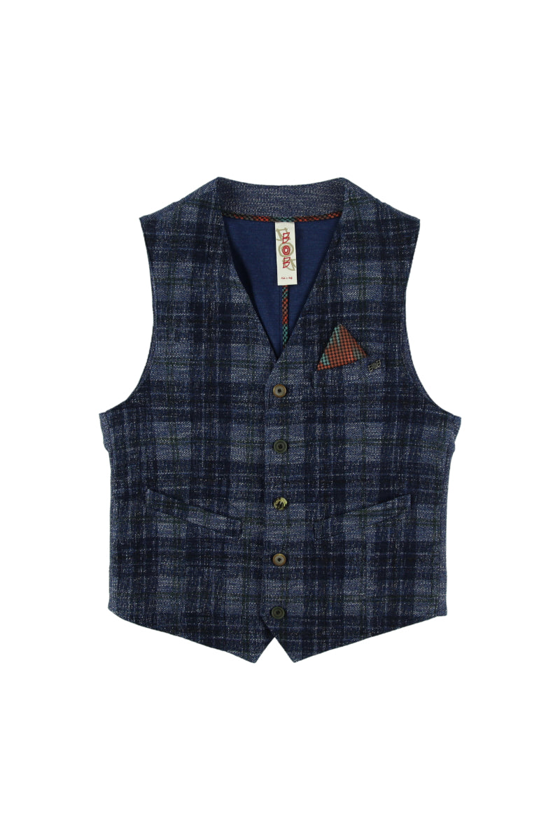 タータンチェックパターンジレ / Col:VAR3 ネイビー系
