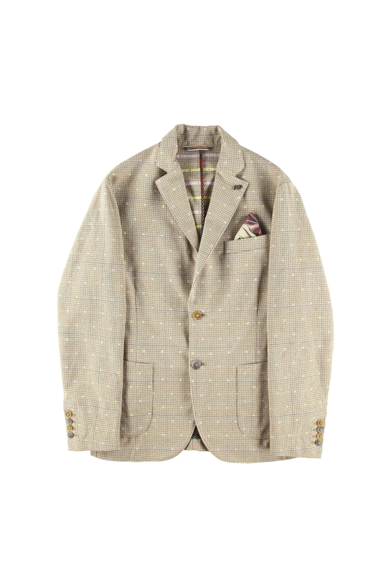 シャドウチェックアンドドットパターンジャケット / Col:BLU ネイビー系