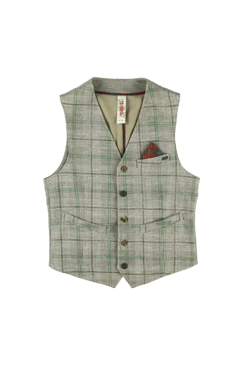 タータンチェックパターンジレ / Col:VAR1 グレー系