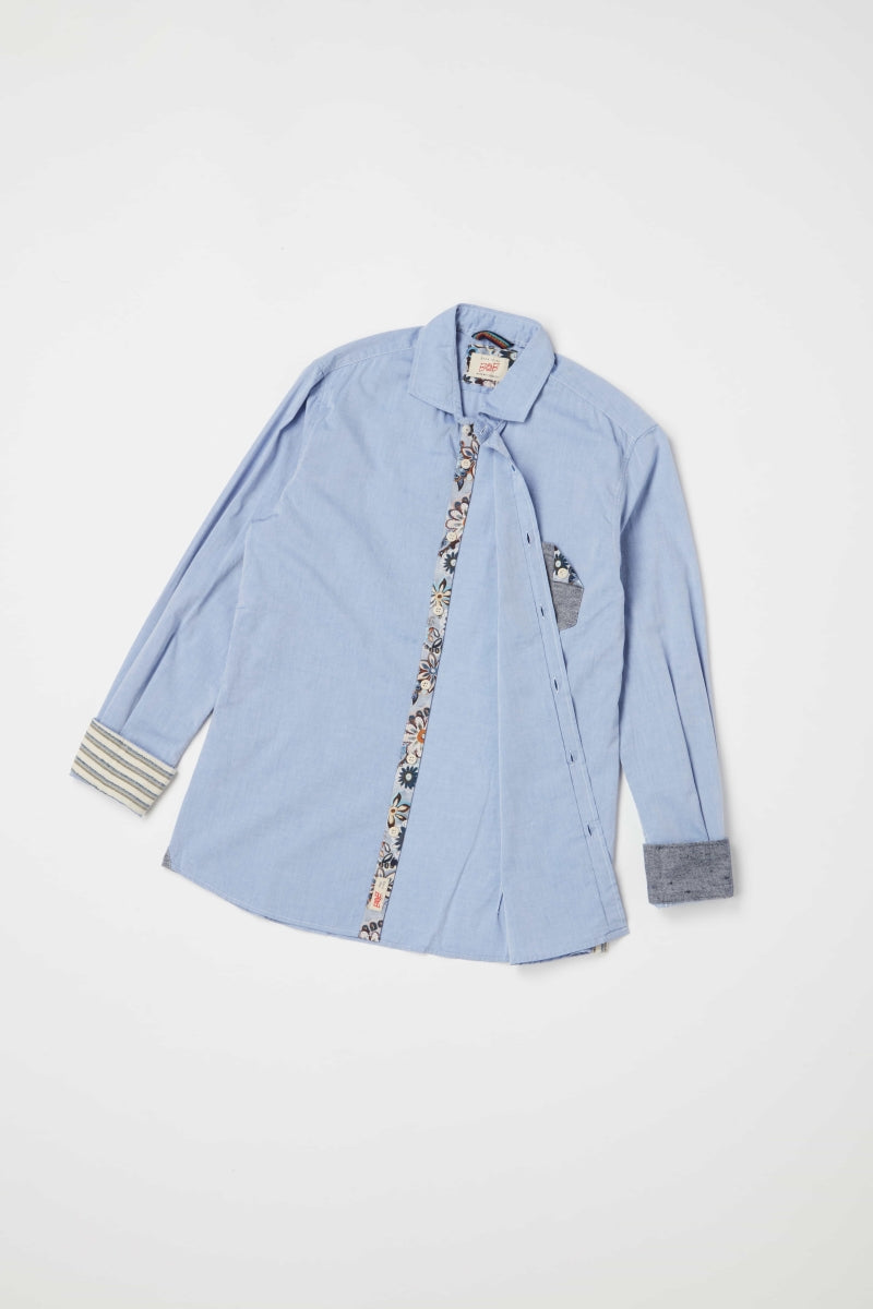 コットンファブリックシャツ / Col:BLU ブルー系