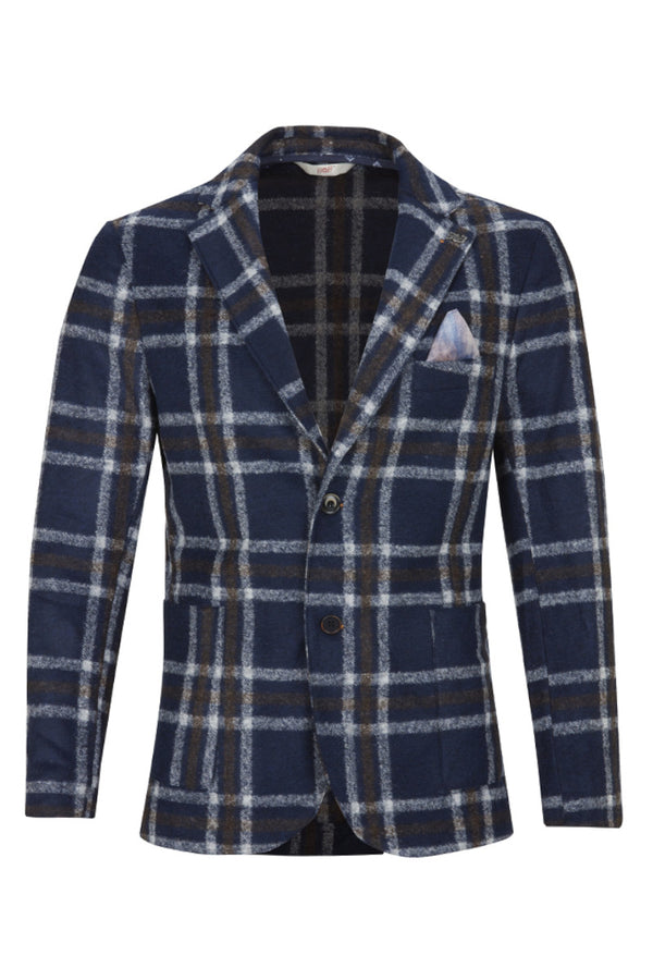 DYLAN165 ライトウール チェックパターンジャケット / Col:VAR2 ネイビー系