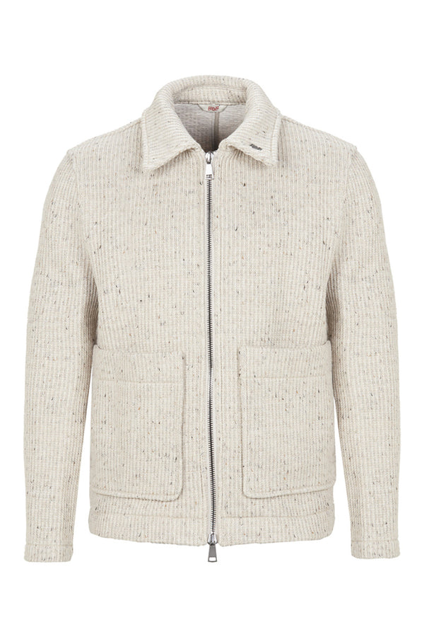 JASON132 テクスチャードジップジャケット / Col:MILITARE カーキ系