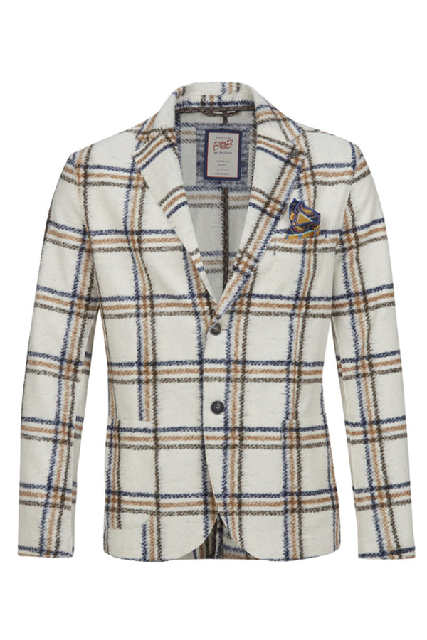 HARLOW202 ライトウール チェックパターンジャケット / Col:VAR1 ホワイト