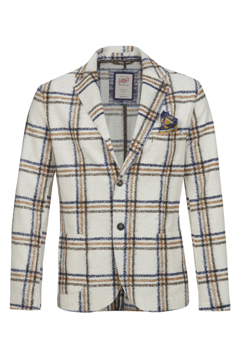 HARLOW202 ライトウール チェックパターンジャケット / Col:VAR1 ホワイト