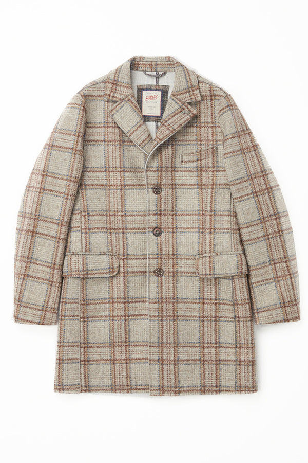 レトロチェックボンディングチェスターコート / Col:VAR1 ベージュ系