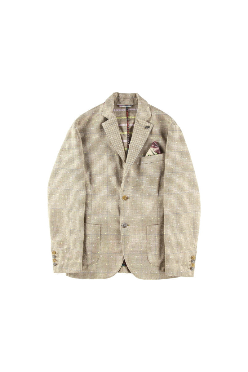 シャドウチェック&ドットパターンジャケット / Col:SABBIA サンドベージュ