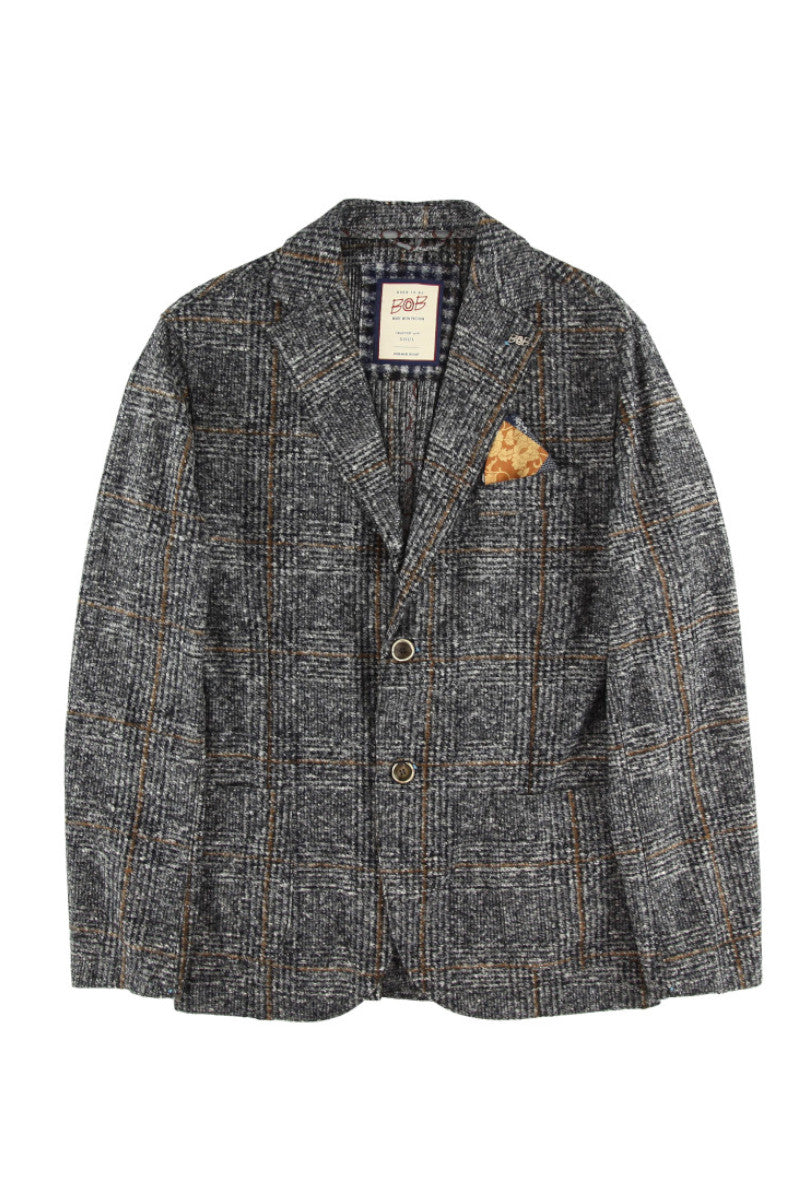 ポケッタブルチェックパターンウールジャケット / Col:VAR2 チャコール